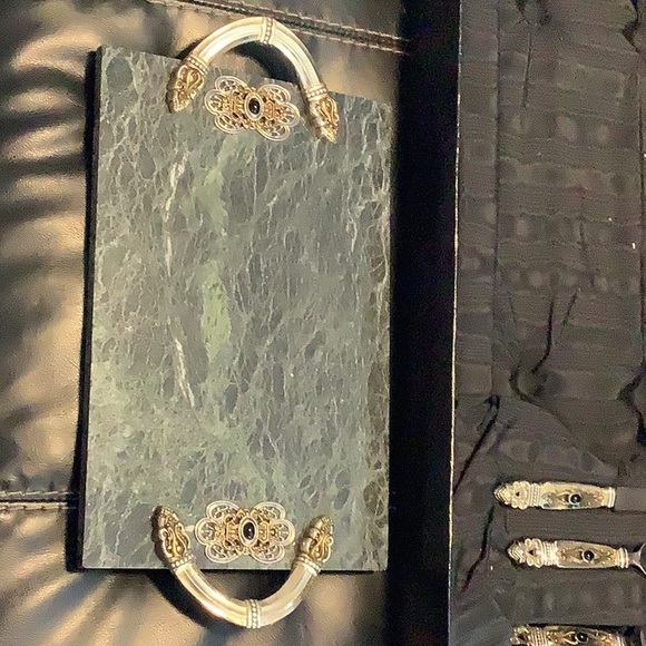 Godinger designed by Ann Cichon Dallas Green marble cheese board set with box! - Picture 4 of 16